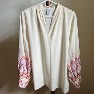 Chicos Embroidered Balloon Sleeve Blouse